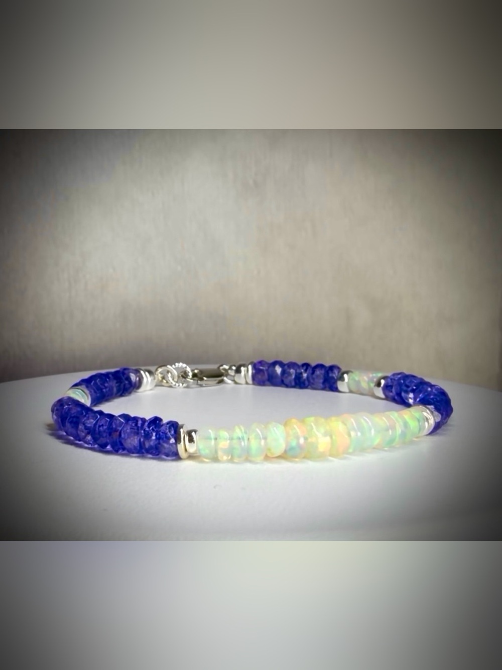 💜sale💙Ethiopian Opal Natural Tanzanite Bracelet in 925 Sterling Silver